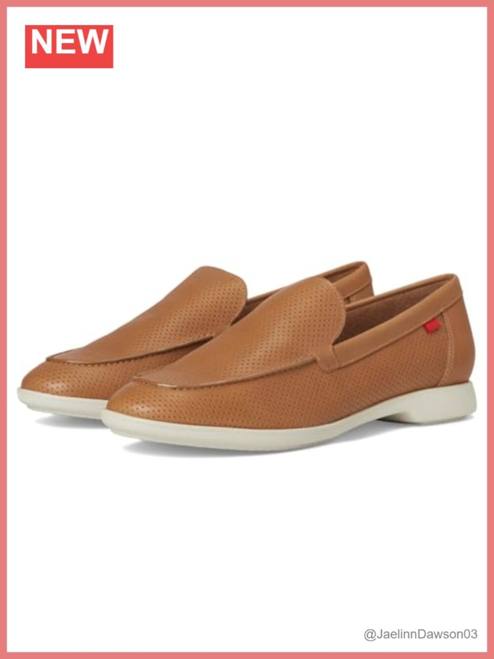 Genuine Calf Leather Perforated Slip-On Loafers Women's Round Toe Flat
